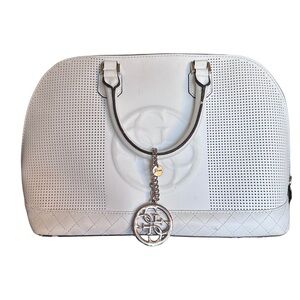 Guess Korry White Satchel with Silver Guess Charm